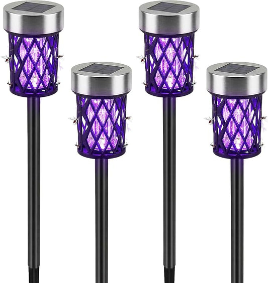 2026 Solar Bug Zapper Outdoor Waterproof Mosquito Repellent Outdoor Patio Mosquito Trap & Killer for Garden Farm Backyard Solar Powered Fly Zapper for Small Flying Insect, Gnats, Moths, Flies(4)
