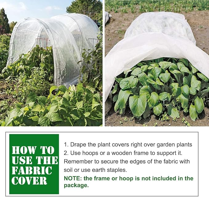 Plant Covers Freeze Protection 10 ft x 30 ft Floating Row Cover 1.5oz/yd² Garden Fabric Plant Cover for Winter Frost/Sun Pest Protection (10FT X 30FT)