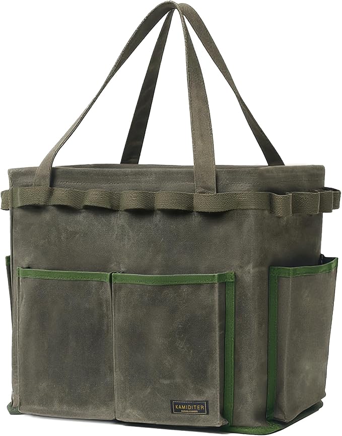 Space-saving Rectangular Car Trunk Organizer - Self-Standing Portable Organizer Collapsible Down to 3 Inches, 14" x 13" x 10" | ArmyGreen