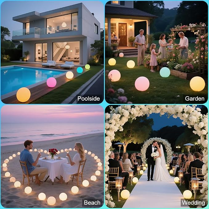 8-in Solar Globe Light Outdoor, Solar Garden Ball Light for Outside w/Remote, 16 RGB Colors 4 Modes Glow Orb Lights, Waterproof Landscape Lighting w/Ground Stake for Pathway Patio Backyard Party Decor