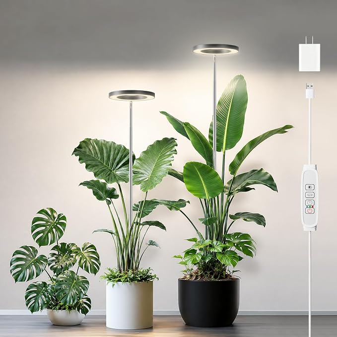 2 Packs Plant Grow Light, Grow Lights for Indoor Plants,80 LEDs Full Spectrum Plant Lights for Indoor Growing with 6/12/16H Timer-B2