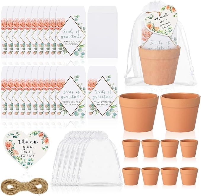 Ctosree 24 Sets Appreciation Gifts Thank You for All You Do Seed Packets Flowerpot Thanks Tags Organza Bags for Coworker Staff Employee Nurse Appreciation Gifts