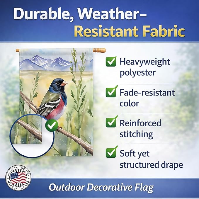 Caroline's Treasures Colorado Lark Bunting House Flag Large Porch Sleeve Pole Decorative Outside Yard Banner Artwork Wall Hanging, Polyester, House Size, Multicolor