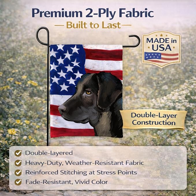 Caroline's Treasures CK6476GF Portuguese Cattle Dog American Flag Garden Flag Mailbox Flag Decorative Yard Flag Banner Outside Patio Artwork Yard Flower Beds, Garden Size, Multicolor