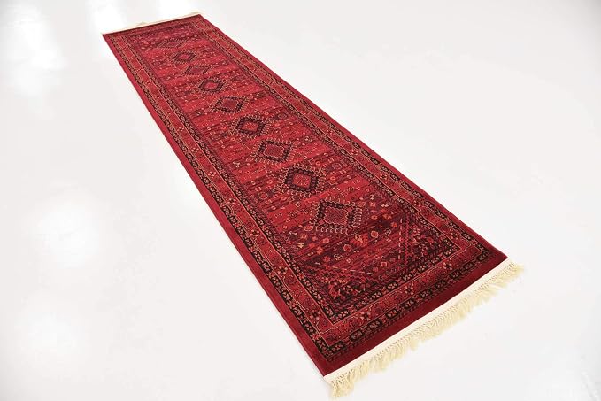 Unique Loom Tekke Collection Area Rug - Sheibani (2' 7" x 10' Runner, Red/ Black)