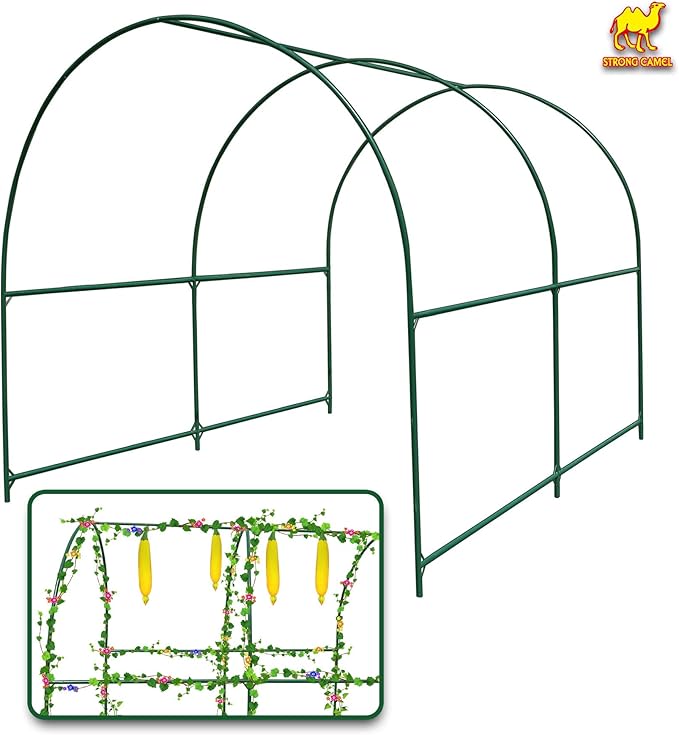 Greenhouse Replacement Frame for Outdoor Larger Hot Garden House , Support Arch Frame Climbing Plants/Flowers/Vegetables (6.5' x 7' x 7.2', Frame)