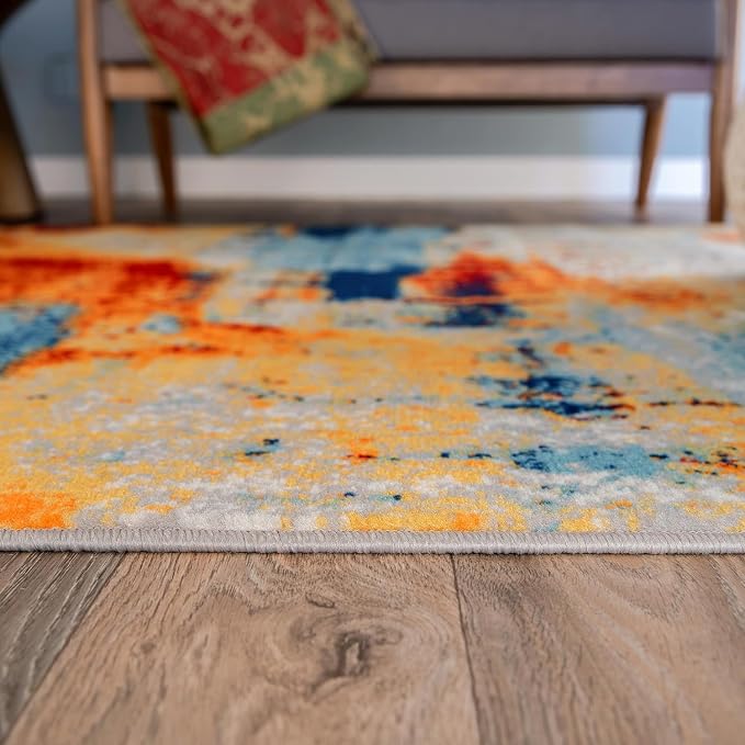 Rugshop Novel Abstract Fade-Resistant Runner Rug Multi 2' 7" x 10' | Stain Resistant,Bedroom, Dining Room, Home Office, Kitchen, Entryway, Hallway, Nursery, Kids Room, Guest Room