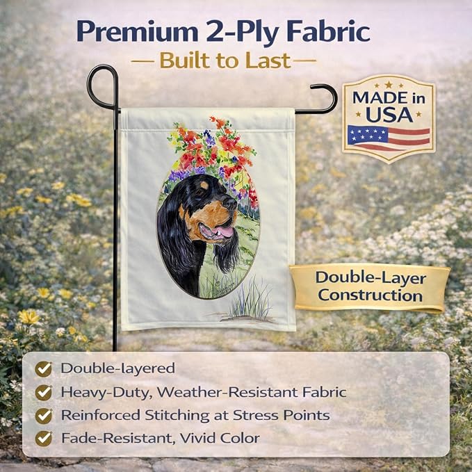 Caroline's Treasures SS8056GF Gordon Setter Garden Flag Mailbox Flag Decorative Yard Flag Banner Outside Patio Artwork Yard Flower Beds, Garden Size, Multicolor