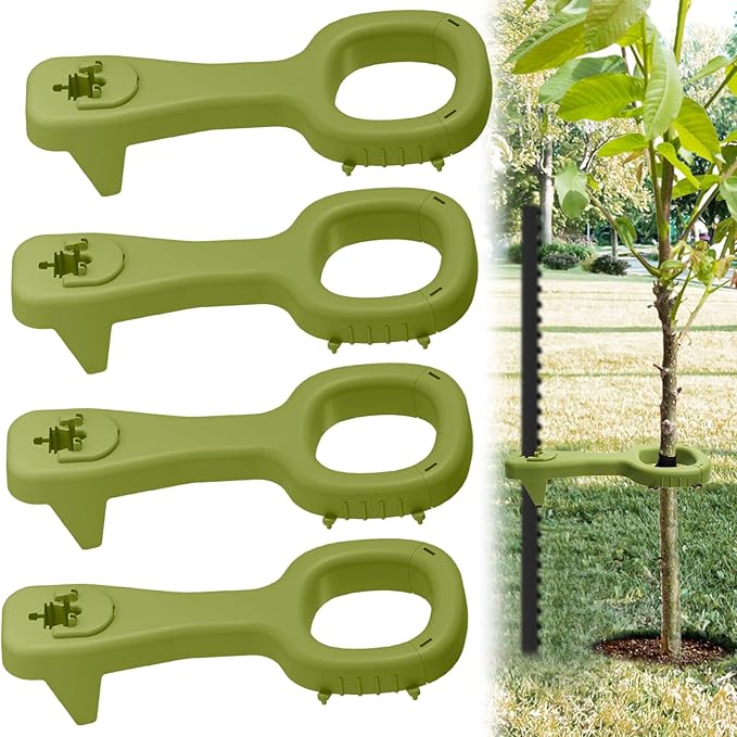 Tree Supports Young Trees, 4 PCS Tree Holder Stabilizer Support Trees Straightening Kit for Leaning Tree, Greater Stability Can Withstand Severe Weather（Unincluded T-Posts ）