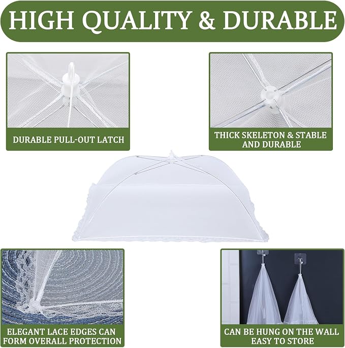 2 Pack Food Covers for Outdoors Mesh Screen Include 2 Extra Large (40"X 24") Food Tents Collapsible Food Covers for Outside, BBQ Party Supplies