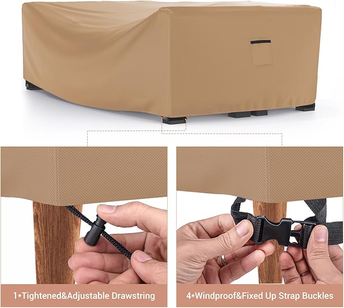 Mrrihand Heavy Duty Patio Furniture Covers, Outdoor Furniture Covers Waterproof Sectional Sofa Set, Patio Table and Chair Set Cover 78" L×62" W×30" H,Brown