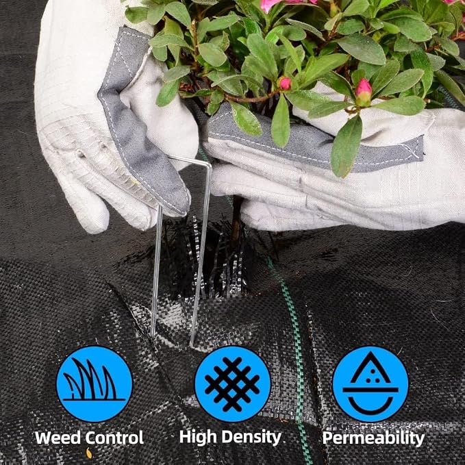 LAVEVE 5FT x 300FT Weed Barrier Landscape Fabric, 3.2oz Premium Heavy Duty Garden Cloth, Ground Cover for Gardening, Farming