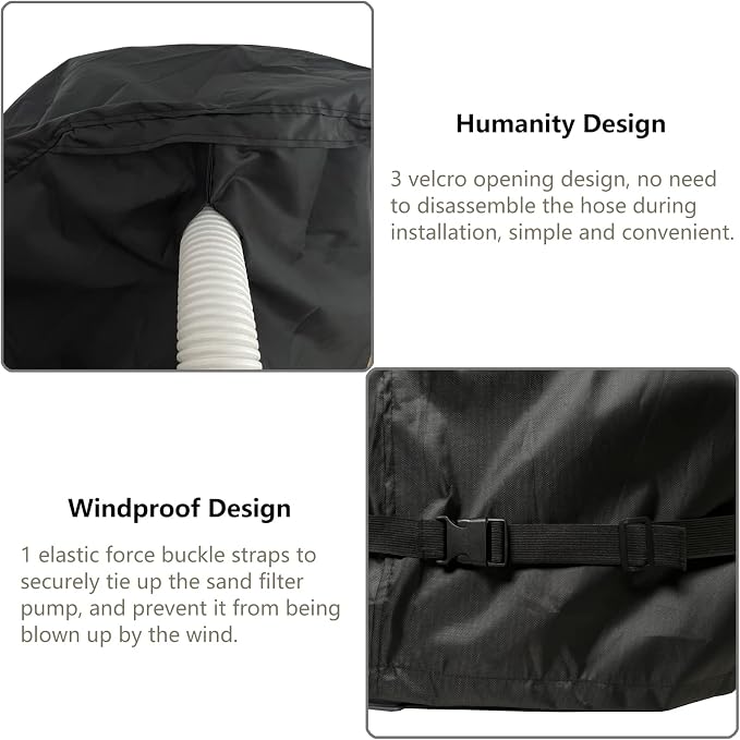 Sand Filter Pump Cover,600D Waterproof Oxford Fabric Above Ground Pool Pump Cover,Suitable for Most 17-20 Inch Sand Filter Pump on Market (Universal Style)