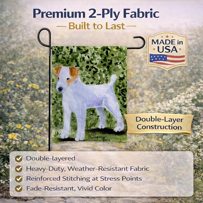 Caroline's Treasures SS8734GF Jack Russell Terrier Garden Flag Mailbox Flag Decorative Yard Flag Banner Outside Patio Artwork Yard Flower Beds, Garden Size, Multicolor