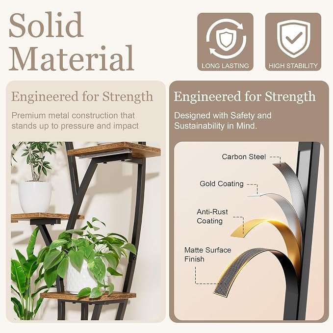 Plant Stand Indoor with Grow Lights - Lighted Indoor Plant Shelf Tall, 61" 7 Tier Large Plant Stands for Indoor Growing, 2 Pack Corner Flower Shelves, Half-Moon Metal Holder for Home Living Room Black