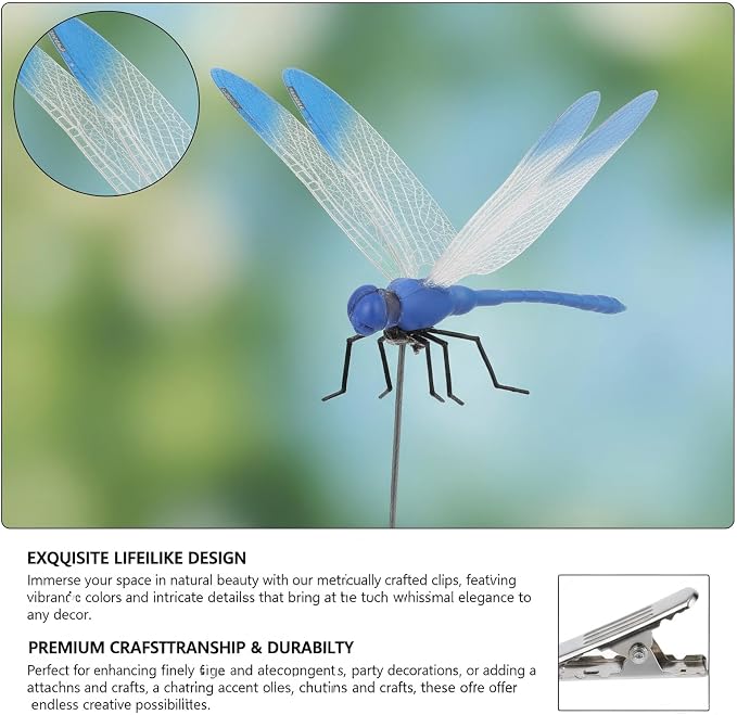 Dragon Fly Clips for Bugs Repellent, 3D Dragonfly Garden Stakes Decor - Dragonfly Clips to Keep Bugs Away, for Outdoor Garden Decoration & Hat Clip Accessories (40pcs)