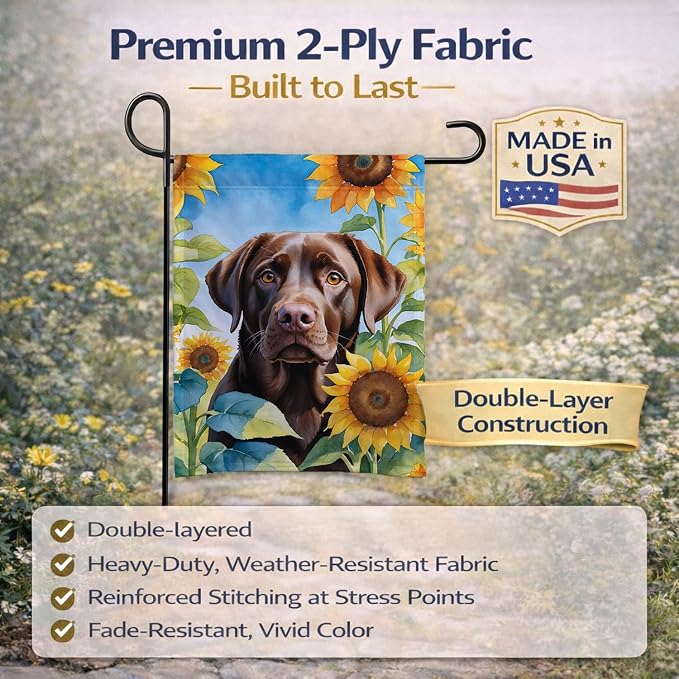Caroline's Treasures DAC6110GF Labrador Retriever in Sunflowers Garden Flag Mailbox Flag Decorative Yard Flag Banner Outside Patio Artwork Yard Flower Beds, Garden Size, Multicolor