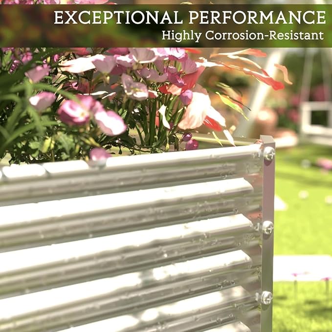 4 Pack Tall 6x3FT Corrugated Galvanized Steel Raised Garden Bed Outdoor, Metal Above Ground Garden Bed for Vegetables and Flowers, Rectangle Raised Beds for Gardening