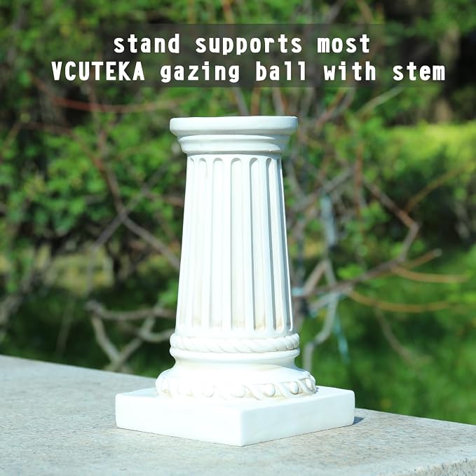 VCUTEKA Gazing Ball Stand, 8-10" Gazing Globe Outdoor Roman Garden Pedestal | 9.6" H Gazing Ball Stand for Garden, Outdoor Display Stand Décor Accessories Resin Roman pedestal for 10" Garden Gazing Globe
