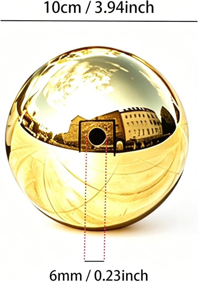 4 Inch/100mm 304 Stainless Steel Hollow Ball Smooth Gazing Mirror Ball for Decorating Home and Garden(Gold)