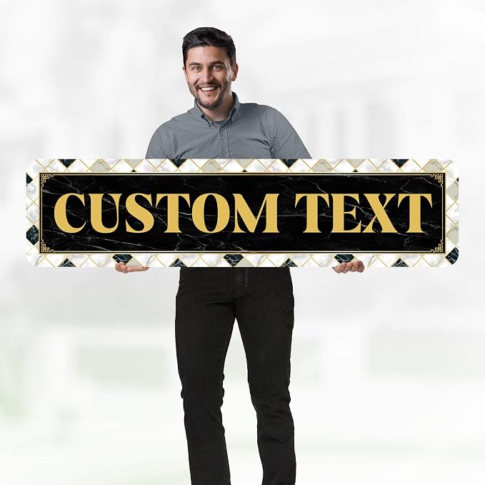 Custom Sign, Custom Street Sign, 11 Font Colors, 13 Font Styles, 4 Hole Options, 22 Sizes, 12x48 Inches, Rust Free DiBound, Fade Resistant, Made in USA by My Sign Center (Marble Tile)
