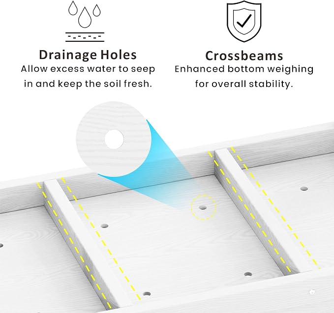 Raised Garden Bed Outdoor with Legs,HDPE Elevated Planter Box Rot-Resistant and Non-Cracking,Raised Beds for Gardening for Backyard, Patio, Balcony, 300lb Capacity White