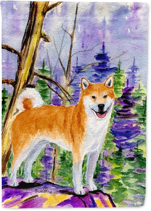 Caroline's Treasures SS8629GF Shiba Inu Garden Flag Mailbox Flag Decorative Yard Flag Banner Outside Patio Artwork Yard Flower Beds, Garden Size, Multicolor