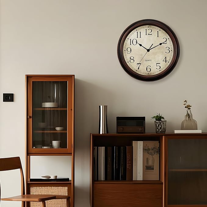 KECYET Wall Clock Battery Operated Vintage Silent Non-Ticking Analog Wall Clocks 8.5 Inch Small Retro Clock Decorative for Kitchen Bathroom Bedroom Home Office (Bronze)