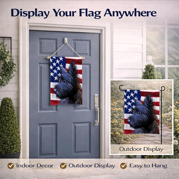Caroline's Treasures CK6709GF Skye Terrier Dog American Flag Garden Flag Mailbox Flag Decorative Yard Flag Banner Outside Patio Artwork Yard Flower Beds, Garden Size, Multicolor