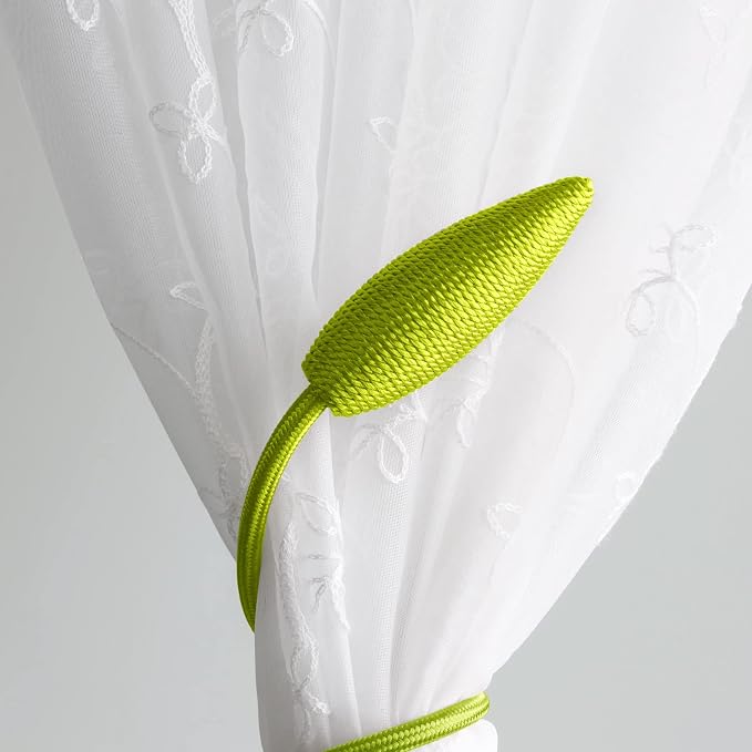 Valea Home 2 Pieces Curtain Tiebacks Clips Creative Window Drape Twist Tie Backs European Style Custom Made Curtain Holders Decorative Draperies Holdbacks, Green