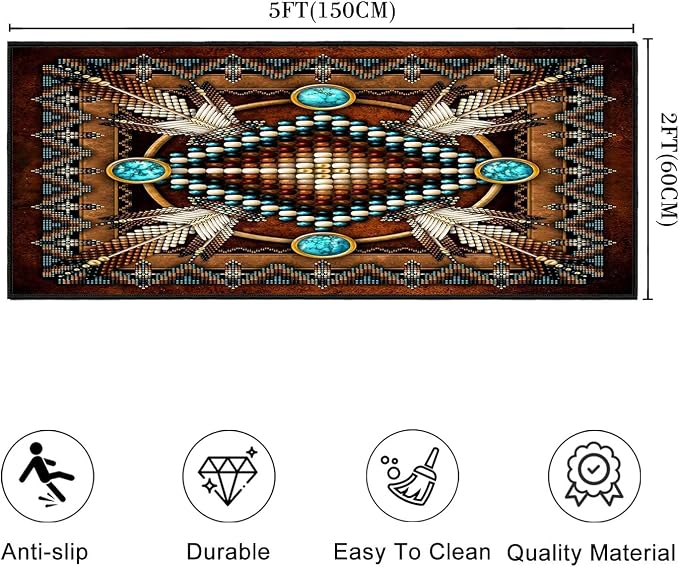 Southwestern Runner Rug 2x5 Rugs for Hallways,Aztec Tribal Native American Kitchen Rug Washable Runners Bedroom Carpets Non Slip Accent Throw Rugs Vintage Area Carpet for Hallway,Laundry,Bathroom