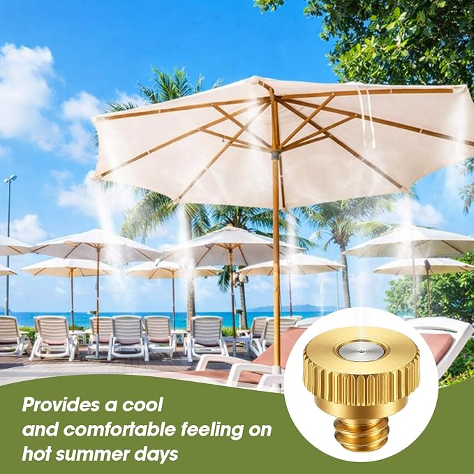 Zhengmy 150 Pcs 0.1mm Brass Misting Nozzles, Mister Nozzles Brass for Outdoor Cooling System Orifice 10/24 UNC Replacement Heads for Outdoor Cooling System