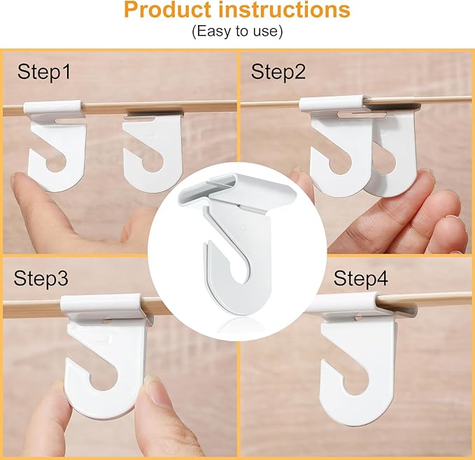 Vicenpal 100 Pair Drop Ceiling Hooks Bulk for Classrooms Hanging, Metal Suspended Track Tile Hooks Aluminum White Heavy Duty T Bar Clips, Hold up to 20 Lbs for School Offices Plants Decorations