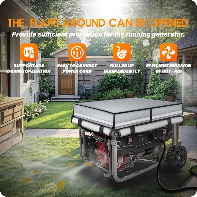 2026 Upgrade 900D+210D Heavy Duty Thicken Fabric. GUYISS Generator Covers While Running. 360° All-round Double-layer Protection. 30’’L×30’’W×27’’H. The Top can be Opened for Adding fuel. Gray.