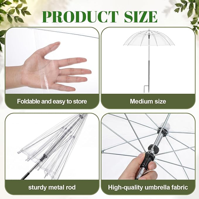Novabright 6 Pack 27.5" Transparent Plant Umbrellas for Outdoor Plants, Mini Greenhouse Dome Protector with Adjustable Height Angle Plant Shade Cover for Garden Bed Vegetables Flower Potted Rainproof