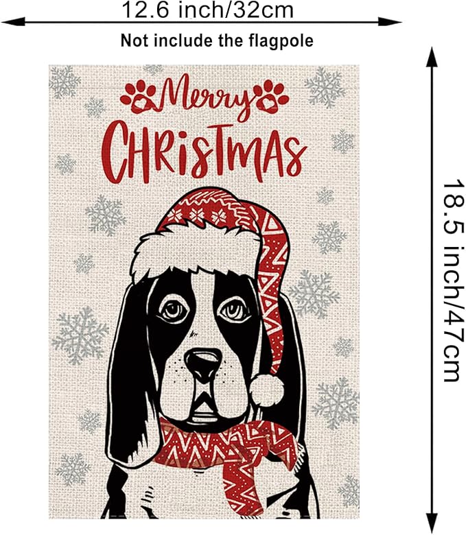 Seasonal Garden Flags Basset Hound Double Sided Flags Set of 11 Holiday Farmhouse Indoor Outdoor Yard Lawn Christmas Gifts Decorations 12.5x18 Inch