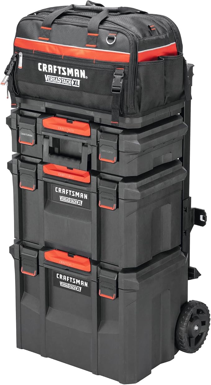 CRAFTSMAN VERSASTACK XL Tool Bag, 22.5”, Durable Polyester, Black and Red (CMST21450)