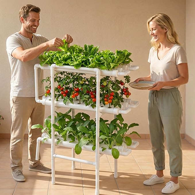 VEVOR Hydroponics Growing System Kit, 3-Tier 108 Sites UPVC Pipe Hydroponic Grow Kit with Timed Irrigation, Sun & Light Blocking Pipes, Indoor Home Garden Vegetable Planting Grow Kits for Fruit Herb