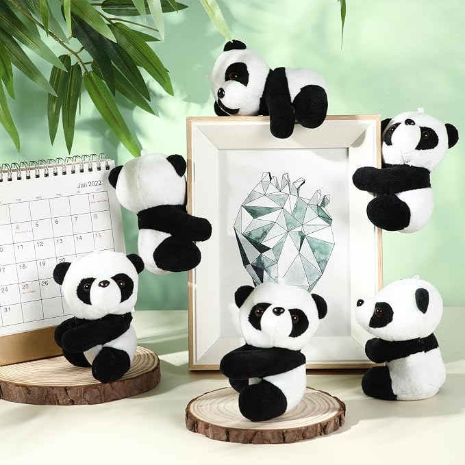 Foilswirl 24 Pcs Panda Party Favors 4 Inch Finger Panda Plush Clips Curtain Holder Stand Note Clip Stand Photo Holder Cute Panda-s Doll Finger Toy for Home Decoration Plant Pots Bonsai Craft