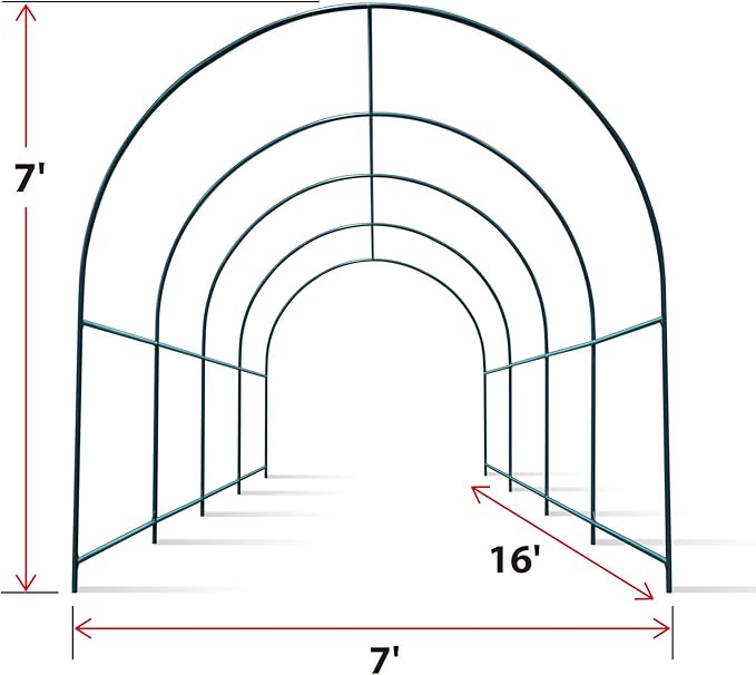 Greenhouse Replacement Frame for 16' X 7' X 7' Larger Hot Garden House , Support Arch Frame Climbing Plants/Flowers/Vegetables