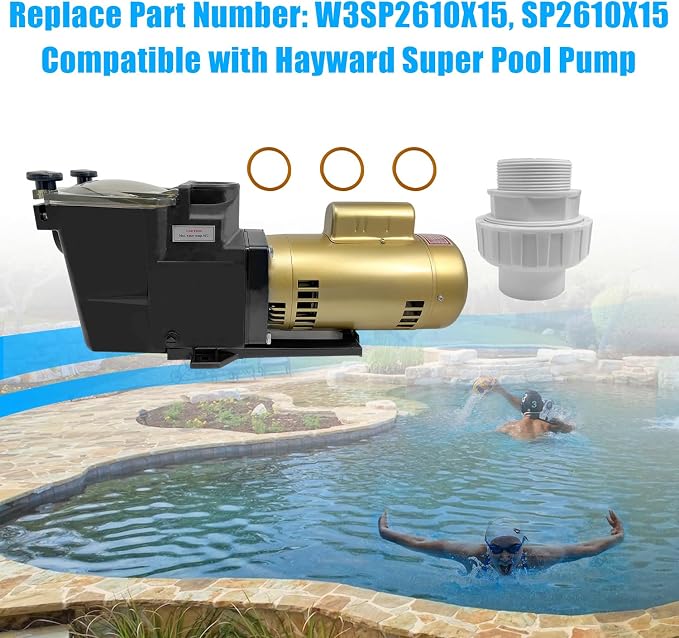 SP2610X15 1.5HP Super Pool Pump Fit for Hayward W3SP2610X15 | 1.5" and 2" Ports, 110/220V, Single Speed, for All In-Ground Swimming Pool and Spa
