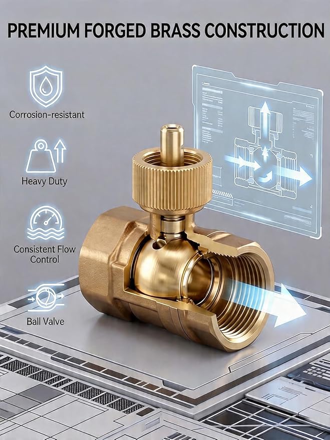 Smart WiFi Water Valve, Brass Motorized Ball Valve with Timer & App Remote Control, Alexa/Google Home Compatible, Ideal for Garden Sprinkler, Pool Filling, Greenhouse & Hydroponics, 3/4" NPT