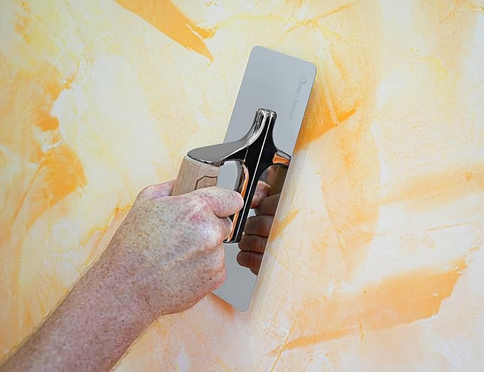 ROLLINGDOG Venetian Plaster Trowel - Mirror Polished 420 Stainless Steel Blade, Ergonomic Beech Handle for Decorative Finish and Polish(7.9inchX3inch)