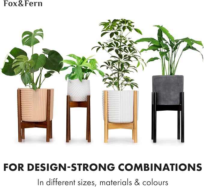 Fox & Fern Large Indoor Planter, Modern Large Plant Pot for Indoor or Outdoor, UV and Frost Resistant - 10 Inch, Fiberstone, Glossy White Flower Pot with Drainage Plug, Lightweight