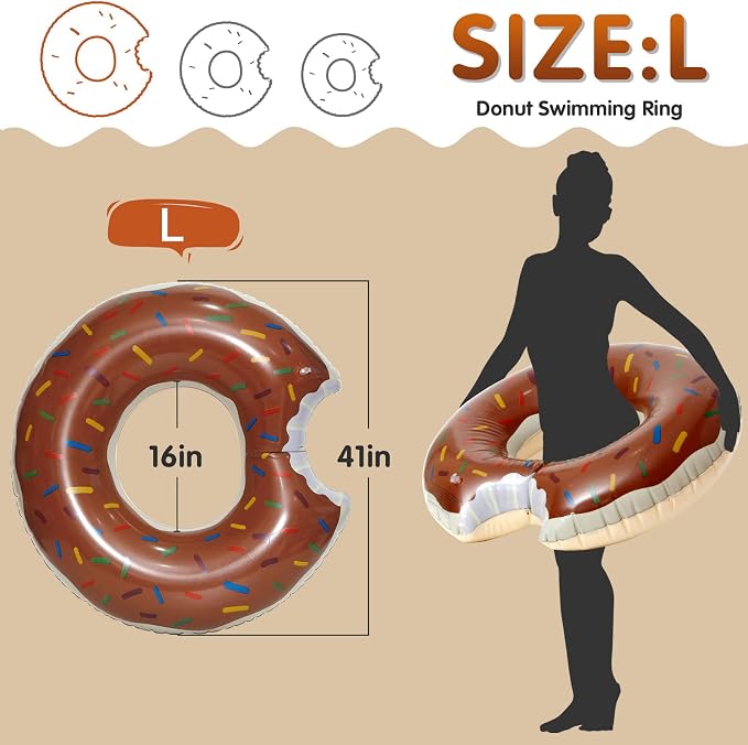 DMAR Donut Pool Float - Donut Tube & Ring for Beach & Pool
