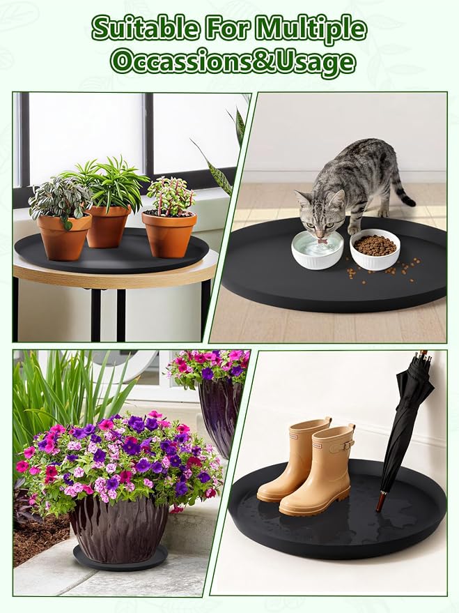 Kalolary 20 Inch Plant Saucer for Potted Plant Silicone Plant Trays Plant Saucer Growing Tray Heavy Sturdy Silicone Plant Drainage Saucers Plant Drip Trays for Pots Seed Starter Growing Trays