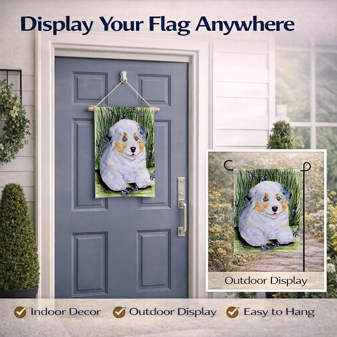Caroline's Treasures SS8005GF Australian Shepherd Garden Flag Mailbox Flag Decorative Yard Flag Banner Outside Patio Artwork Yard Flower Beds, Garden Size, Multicolor