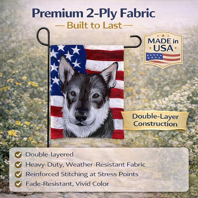 Caroline's Treasures CK6579GF Jamthund American Flag Garden Flag Mailbox Flag Decorative Yard Flag Banner Outside Patio Artwork Yard Flower Beds, Garden Size, Multicolor