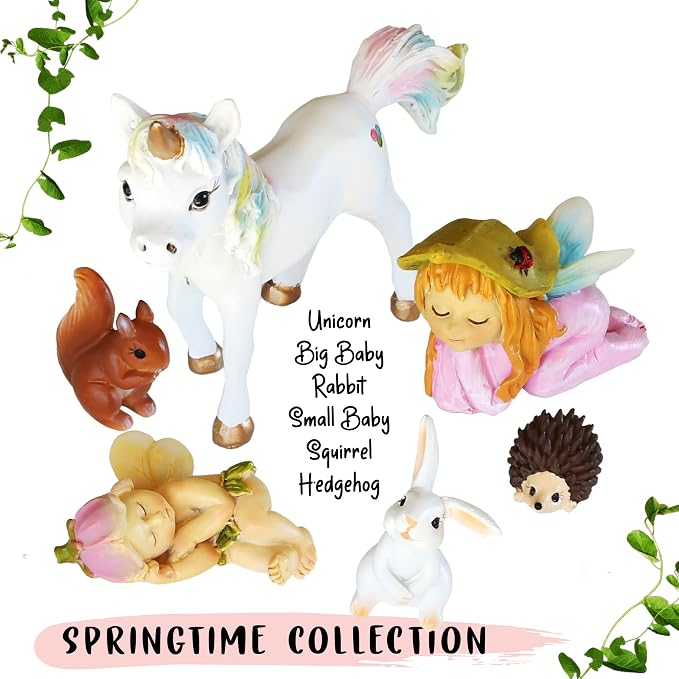 WILD PIXY Miniature Baby Fairy Garden Figurine Set – Decorative Fairy Garden Ornaments with Baby Animals & Fairies – Indoor & Outdoor Décor, Presented in Premium Gift Box