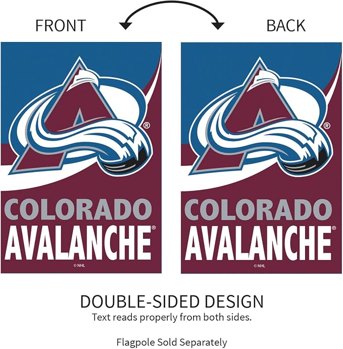 Team Sports America NHL Colorado Avalanche House Flag, 28 x 44, Double Sided Garden Flags for Outside, Outdoor Flags & Banners for Gardens Patio, Indoor Wall Decor Flag for Room